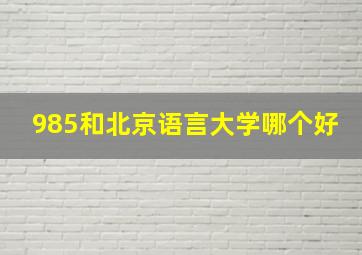 985和北京语言大学哪个好