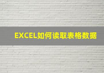 EXCEL如何读取表格数据