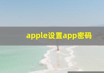 apple设置app密码