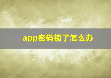 app密码锁了怎么办