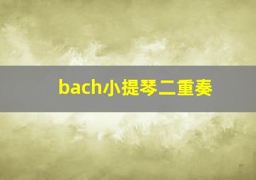 bach小提琴二重奏