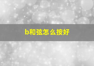 b和弦怎么按好