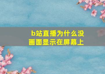 b站直播为什么没画面显示在屏幕上