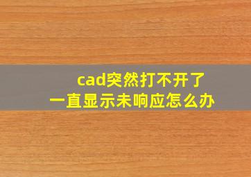 cad突然打不开了一直显示未响应怎么办