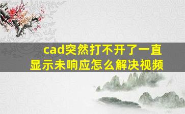 cad突然打不开了一直显示未响应怎么解决视频