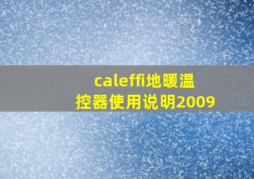 caleffi地暖温控器使用说明2009