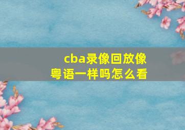 cba录像回放像粤语一样吗怎么看