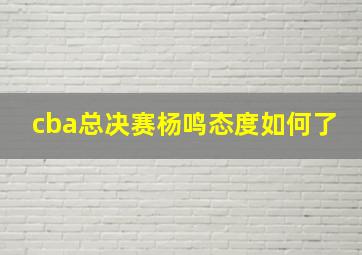 cba总决赛杨鸣态度如何了