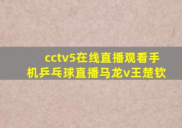 cctv5在线直播观看手机乒乓球直播马龙v王楚钦