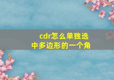 cdr怎么单独选中多边形的一个角