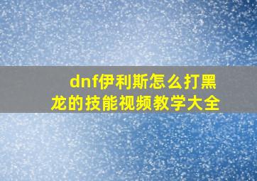 dnf伊利斯怎么打黑龙的技能视频教学大全