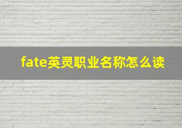 fate英灵职业名称怎么读