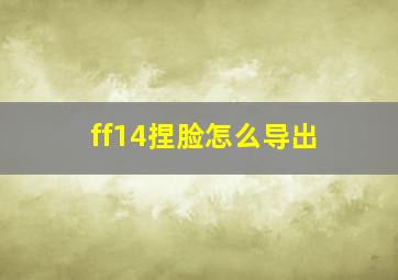 ff14捏脸怎么导出