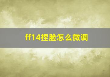 ff14捏脸怎么微调