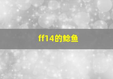 ff14的鲶鱼