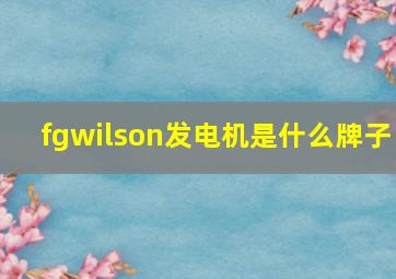 fgwilson发电机是什么牌子