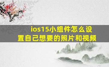 ios15小组件怎么设置自己想要的照片和视频