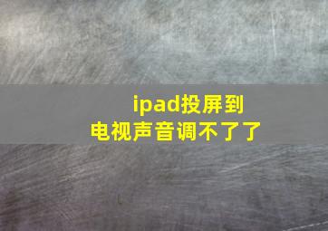 ipad投屏到电视声音调不了了