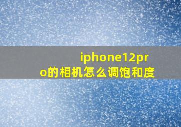 iphone12pro的相机怎么调饱和度