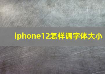 iphone12怎样调字体大小