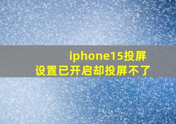 iphone15投屏设置已开启却投屏不了