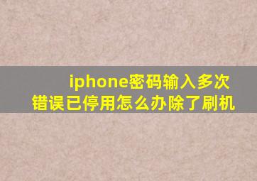 iphone密码输入多次错误已停用怎么办除了刷机