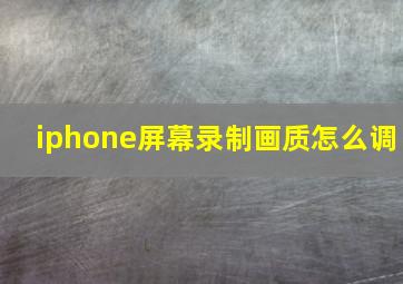 iphone屏幕录制画质怎么调