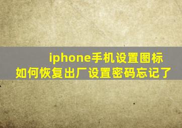 iphone手机设置图标如何恢复出厂设置密码忘记了