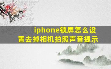 iphone锁屏怎么设置去掉相机拍照声音提示