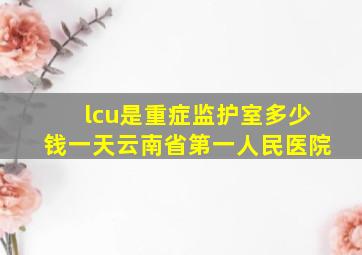 lcu是重症监护室多少钱一天云南省第一人民医院