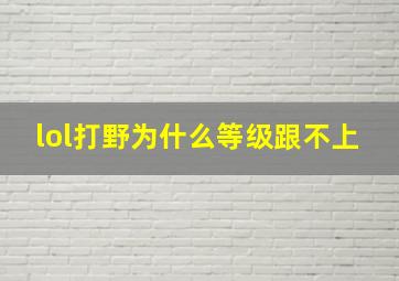 lol打野为什么等级跟不上