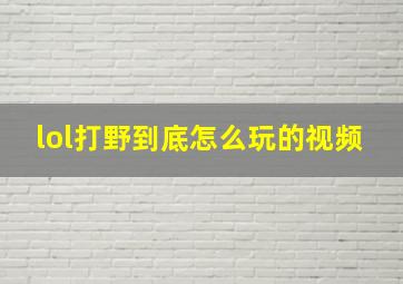 lol打野到底怎么玩的视频