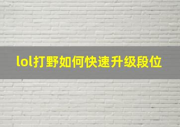 lol打野如何快速升级段位