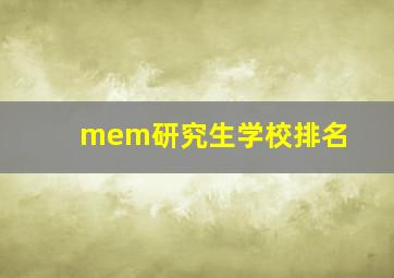 mem研究生学校排名