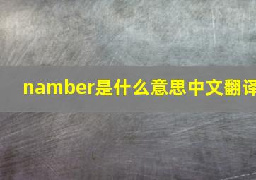 namber是什么意思中文翻译