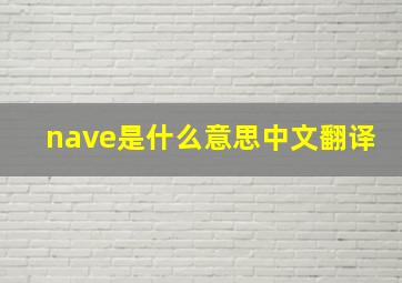 nave是什么意思中文翻译