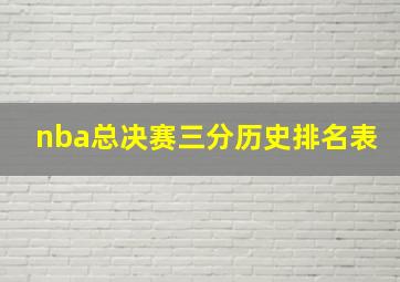 nba总决赛三分历史排名表