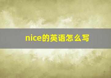 nice的英语怎么写