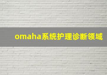 omaha系统护理诊断领域