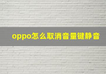 oppo怎么取消音量键静音