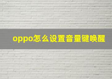 oppo怎么设置音量键唤醒