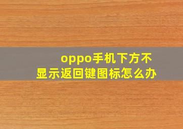 oppo手机下方不显示返回键图标怎么办