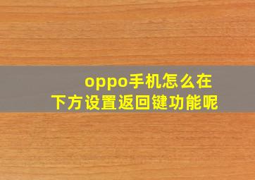 oppo手机怎么在下方设置返回键功能呢