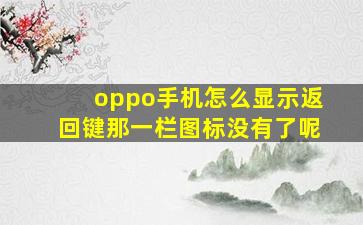 oppo手机怎么显示返回键那一栏图标没有了呢