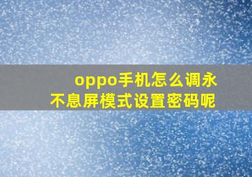 oppo手机怎么调永不息屏模式设置密码呢