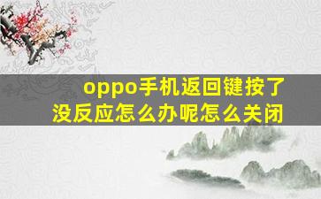 oppo手机返回键按了没反应怎么办呢怎么关闭