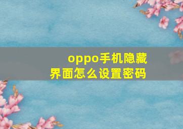 oppo手机隐藏界面怎么设置密码