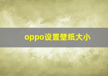 oppo设置壁纸大小