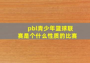 pbl青少年篮球联赛是个什么性质的比赛