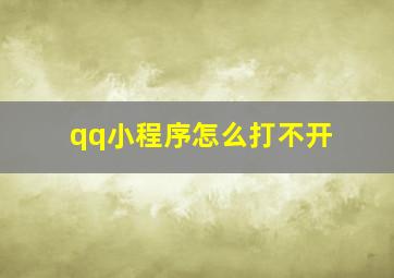 qq小程序怎么打不开